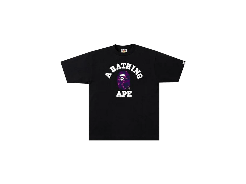 A Bathing Ape Men Black Color Camo College Tee