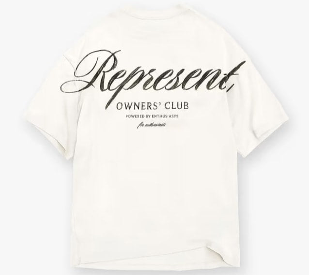 Represent Owners Club Script T-Shirt Flat White