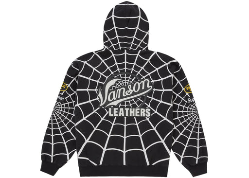 Supreme Vanson Leathers Spider-Man Zip Up Hooded Sweatshirt Black