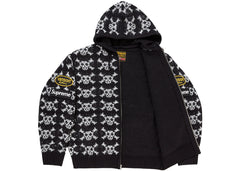 Supreme Vanson Leathers Skull Zip Up Hooded Sweater Black