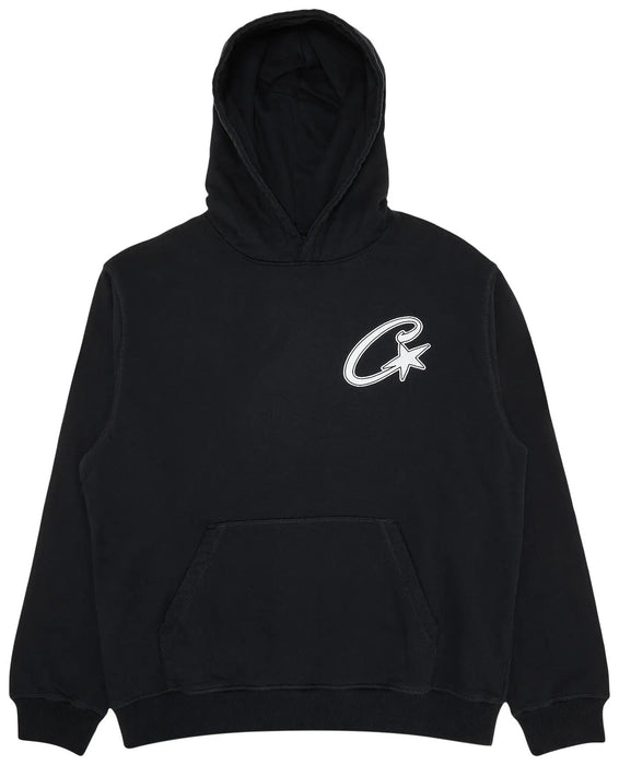 Corteiz Satin C Star Appliqué Hoodie Black