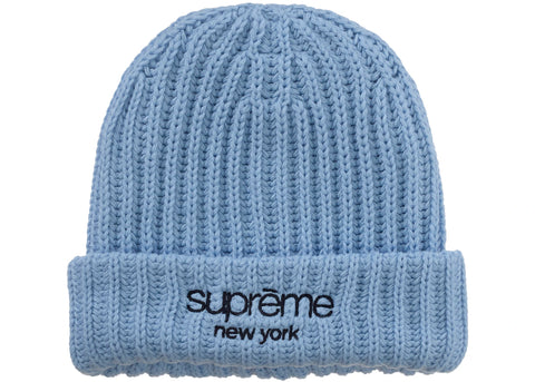 Supreme Classic Logo Chunky Ribbed Beanie (FW26) Light Blue
