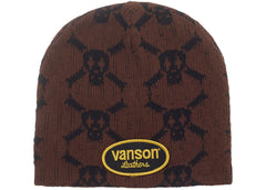 Supreme Vanson Leathers Skull Beanie Brown