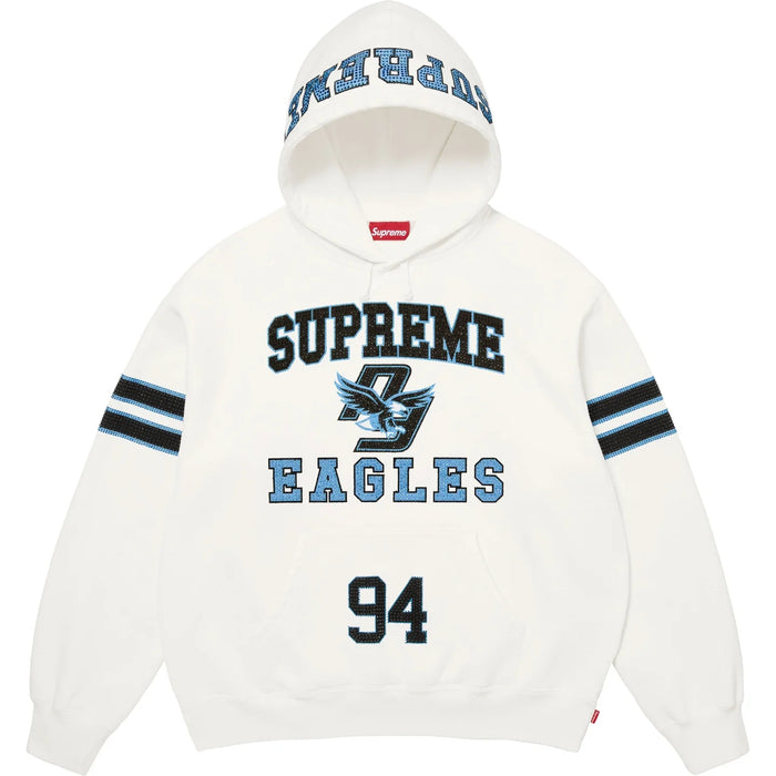 Supreme Rhinestone Eagle Hooded Sweatshirt White