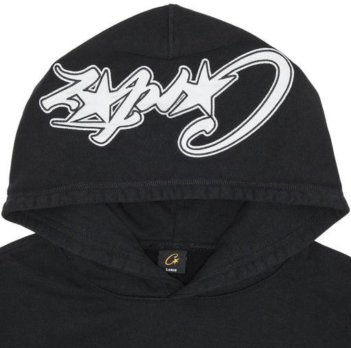 Corteiz Satin C Star Appliqué Hoodie Black