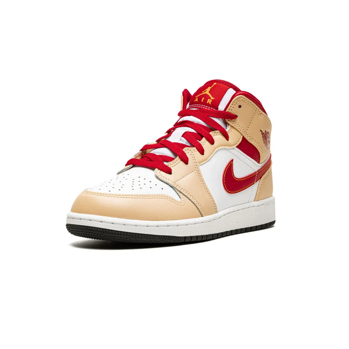 Jordan 1 Mid Light Curry Cardinal (GS)